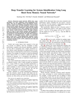 Deep transfer learning for system identification using long short-term
  memory neural networks