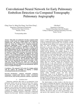 Convolutional Neural Network for Early Pulmonary Embolism Detection via
  Computed Tomography Pulmonary Angiography