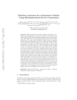 Situation Awareness for Autonomous Vehicles Using Blockchain-based
  Service Cooperation