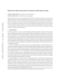 Robust Event-Driven Interactions in Cooperative Multi-Agent Learning