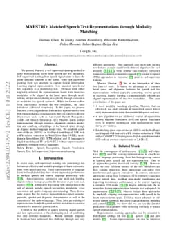 MAESTRO: Matched Speech Text Representations through Modality Matching
