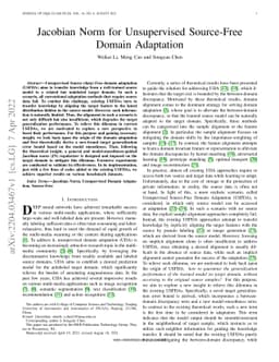 Jacobian Norm for Unsupervised Source-Free Domain Adaptation
