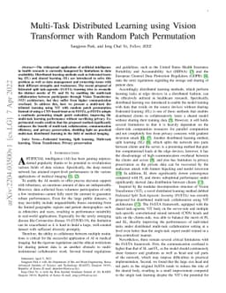 Multi-Task Distributed Learning using Vision Transformer with Random
  Patch Permutation