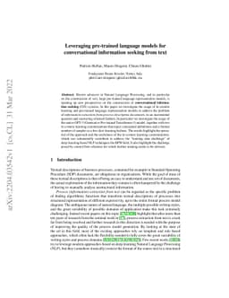 Leveraging pre-trained language models for conversational information
  seeking from text