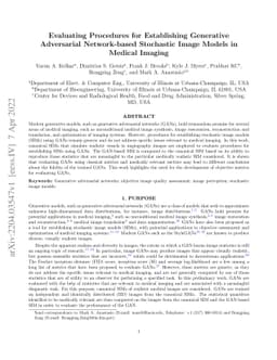 Evaluating Procedures for Establishing Generative Adversarial
  Network-based Stochastic Image Models in Medical Imaging