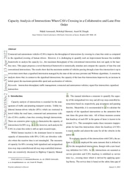 Capacity Analysis of Intersections When CAVs Crossing in a Collaborative
  and Lane-Free Order