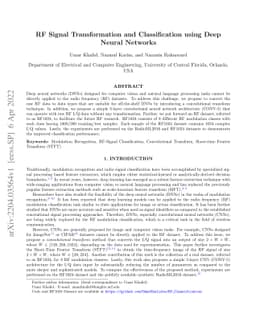 RF Signal Transformation and Classification using Deep Neural Networks
