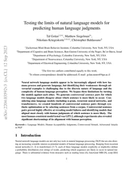 Testing the limits of natural language models for predicting human
  language judgments