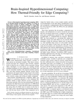 Brain-Inspired Hyperdimensional Computing: How Thermal-Friendly for Edge
  Computing?