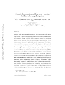 Semantic Representation and Dependency Learning for Multi-Label Image
  Recognition