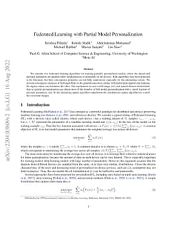Federated Learning with Partial Model Personalization