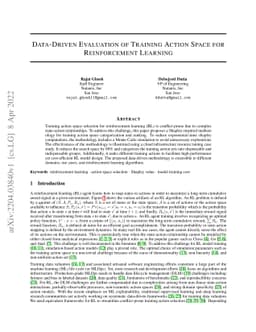 Data-Driven Evaluation of Training Action Space for Reinforcement
  Learning