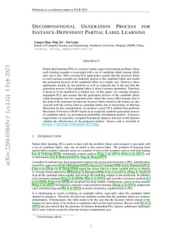 Decompositional Generation Process for Instance-Dependent Partial Label
  Learning