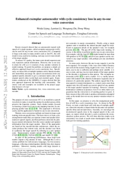 Enhanced exemplar autoencoder with cycle consistency loss in any-to-one
  voice conversion