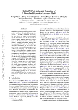 BioBART: Pretraining and Evaluation of A Biomedical Generative Language
  Model