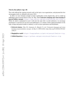Contrastive language and vision learning of general fashion concepts