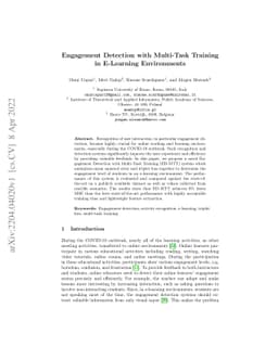 Engagement Detection with Multi-Task Training in E-Learning Environments