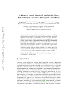 A Generic Image Retrieval Method for Date Estimation of Historical
  Document Collections