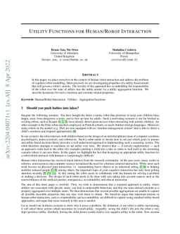 Utility Functions for Human/Robot Interaction