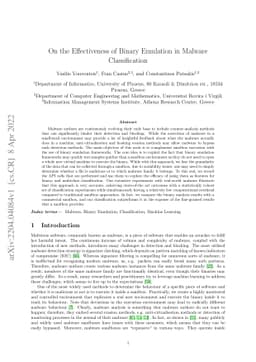 On the Effectiveness of Binary Emulation in Malware Classification