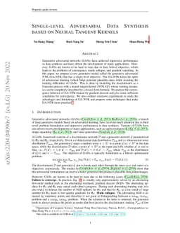 Single-level Adversarial Data Synthesis based on Neural Tangent Kernels