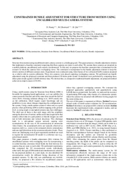 Constrained Bundle Adjustment for Structure From Motion Using
  Uncalibrated Multi-Camera Systems
