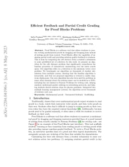 Efficient Feedback and Partial Credit Grading for Proof Blocks Problems