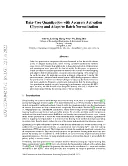 Data-Free Quantization with Accurate Activation Clipping and Adaptive
  Batch Normalization