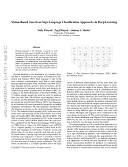 Vision-Based American Sign Language Classification Approach via Deep
  Learning