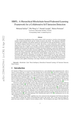 HBFL: A Hierarchical Blockchain-based Federated Learning Framework for a
  Collaborative IoT Intrusion Detection
