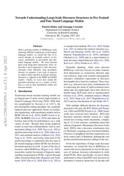 Towards Understanding Large-Scale Discourse Structures in Pre-Trained
  and Fine-Tuned Language Models