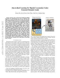 Sim-to-Real Learning for Bipedal Locomotion Under Unsensed Dynamic Loads