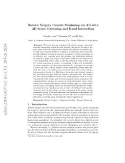 Robotic Surgery Remote Mentoring via AR with 3D Scene Streaming and Hand
  Interaction