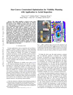 Star-Convex Constrained Optimization for Visibility Planning with
  Application to Aerial Inspection