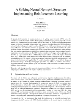A Spiking Neural Network Structure Implementing Reinforcement Learning