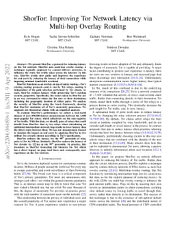 ShorTor: Improving Tor Network Latency via Multi-hop Overlay Routing