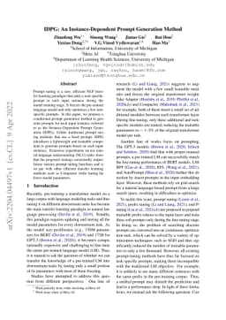 IDPG: An Instance-Dependent Prompt Generation Method