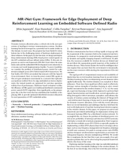 MR-iNet Gym: Framework for Edge Deployment of Deep Reinforcement
  Learning on Embedded Software Defined Radio
