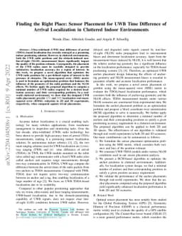Finding the Right Place: Sensor Placement for UWB Time Difference of
  Arrival Localization in Cluttered Indoor Environments