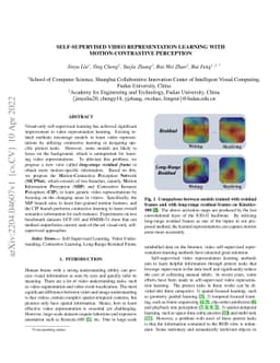 Self-Supervised Video Representation Learning with Motion-Contrastive
  Perception