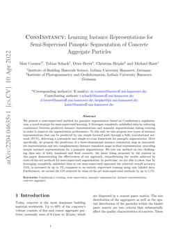 ConsInstancy: Learning Instance Representations for Semi-Supervised
  Panoptic Segmentation of Concrete Aggregate Particles