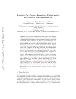 Panoptic-PartFormer: Learning a Unified Model for Panoptic Part
  Segmentation