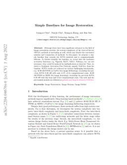 Simple Baselines for Image Restoration