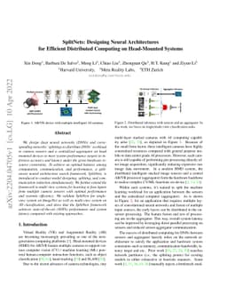 SplitNets: Designing Neural Architectures for Efficient Distributed
  Computing on Head-Mounted Systems
