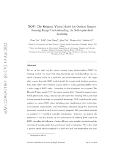 TOV: The Original Vision Model for Optical Remote Sensing Image
  Understanding via Self-supervised Learning
