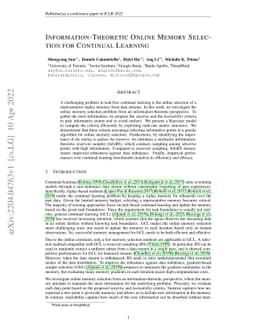 Information-theoretic Online Memory Selection for Continual Learning
