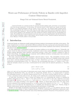 Worst-case Performance of Greedy Policies in Bandits with Imperfect
  Context Observations