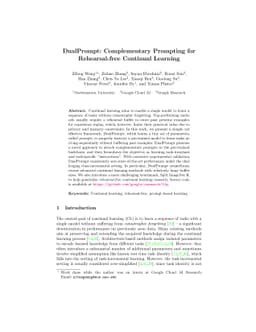 DualPrompt: Complementary Prompting for Rehearsal-free Continual
  Learning