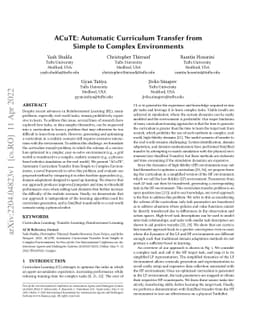 ACuTE: Automatic Curriculum Transfer from Simple to Complex Environments