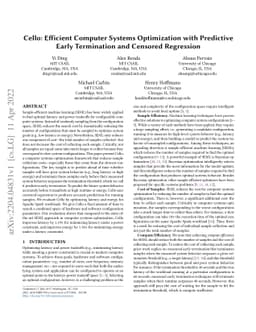 Cello: Efficient Computer Systems Optimization with Predictive Early
  Termination and Censored Regression